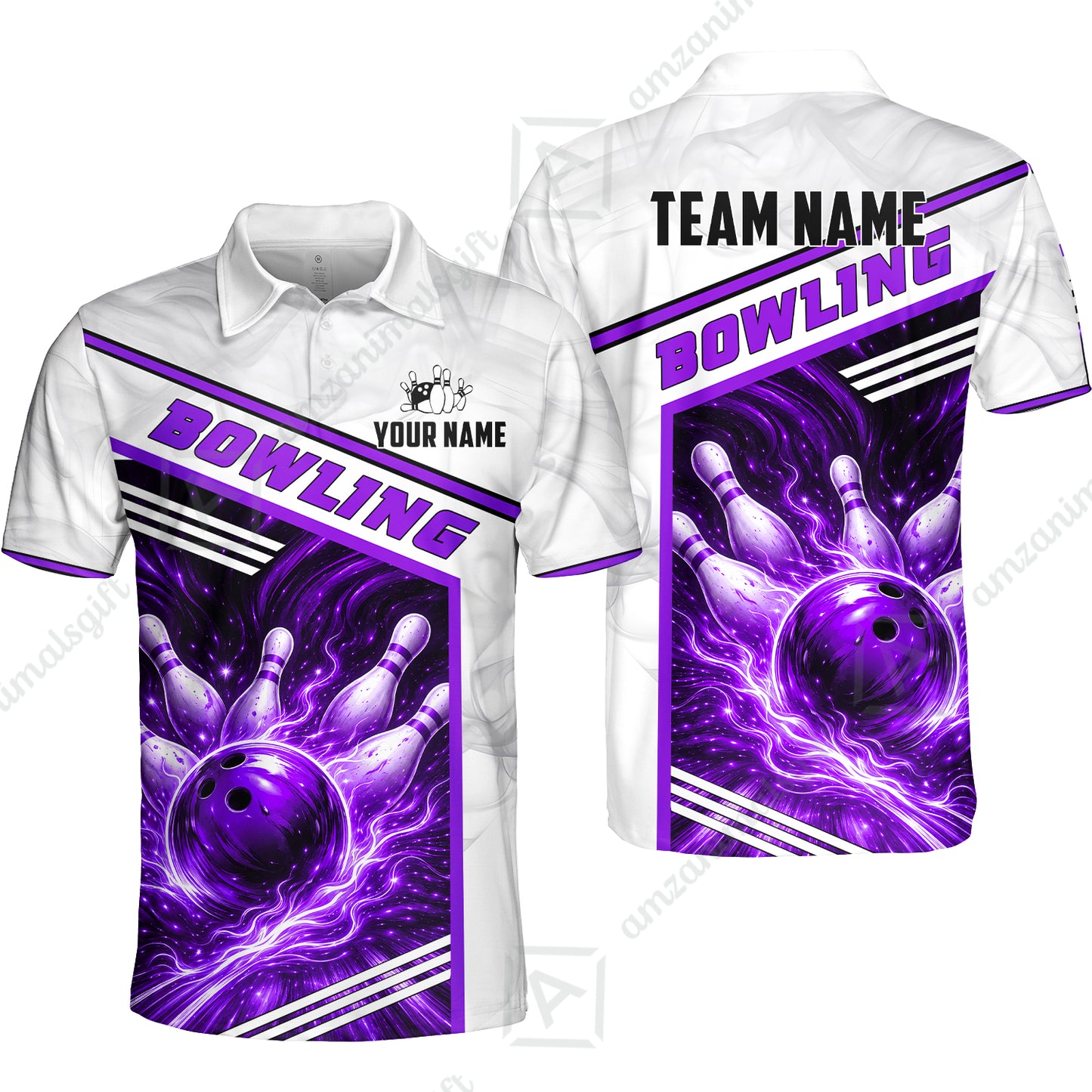 Custom Bowling Jersey Polo Shirt, Retro Racing & Fire Strike, Custom Bowling Jersey Team Shirt For Players With Name & Team Name
