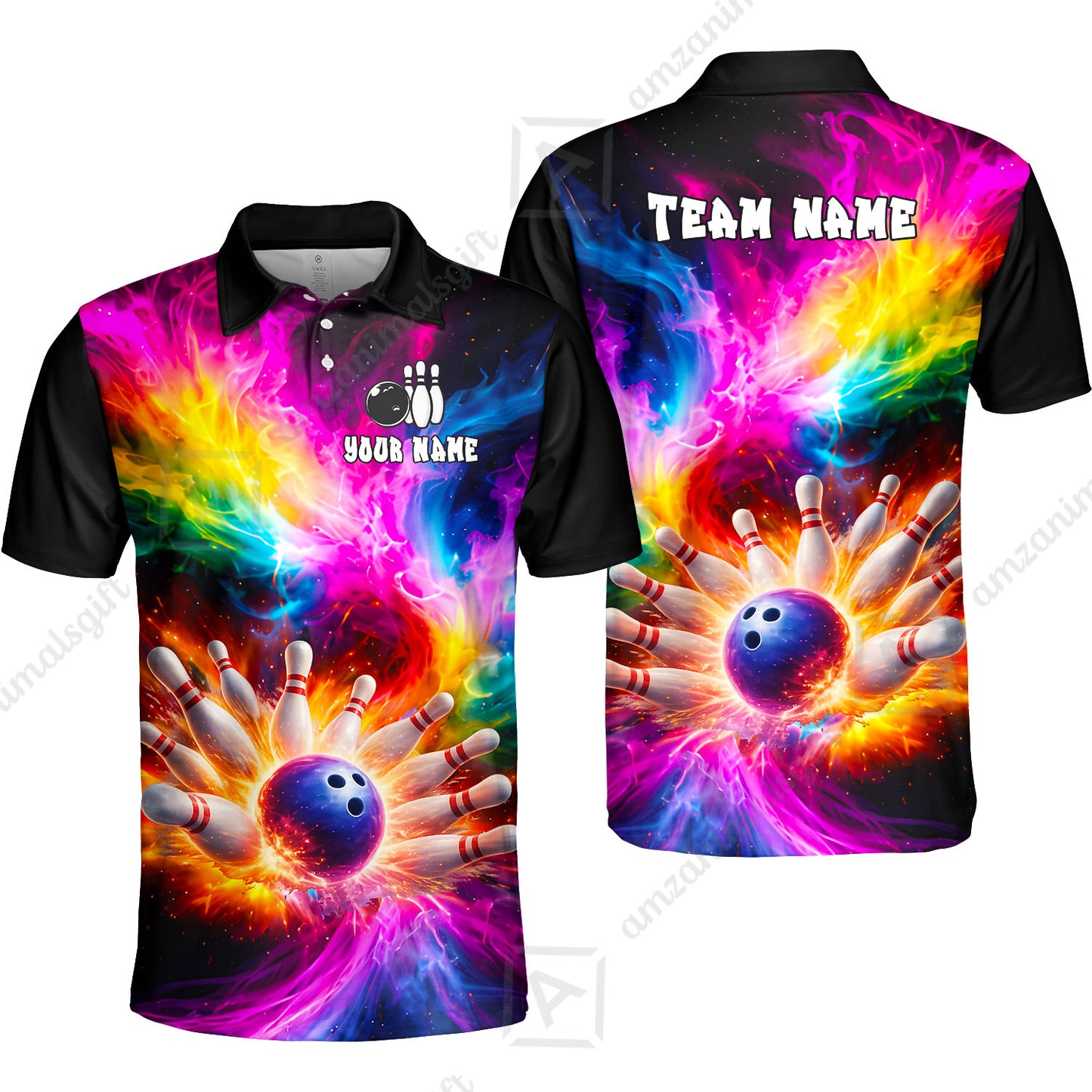 Custom Cosmic Bowling Night Jersey Polo Shirt, Custom Cosmic Bowling Night Jersey Team Shirt For Players With Name & Team Name