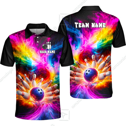 Custom Cosmic Bowling Night Jersey Polo Shirt, Custom Cosmic Bowling Night Jersey Team Shirt For Players With Name & Team Name