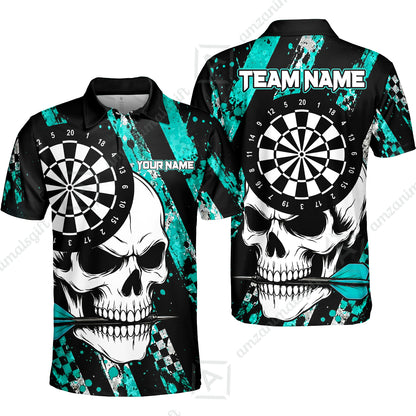 Custom Darts Jersey Polo Shirt, Skull Bites Dart, Custom Dart Jersey Team Shirt For Players With Name & Team Name