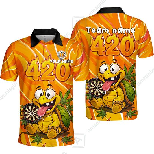 Custom Dart Jersey Team Shirt For Players, Funny Turtle 420, Personalize Name and Team Name