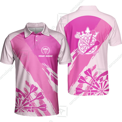 Customized Darts Women Polo Shirt, Light Dark Pink Team Shirt, Personalized Name Polo Shirt For Women - Perfect Gift For Darts Lovers, Darts Players