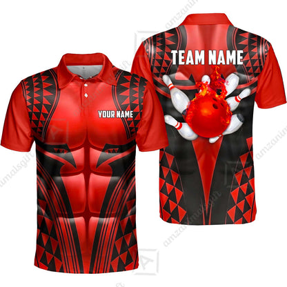 Custom Bowling Jersey Polo Shirt, Polynesian Strike, Custom Bowling Jersey Team Shirt For Players With Name & Team Name