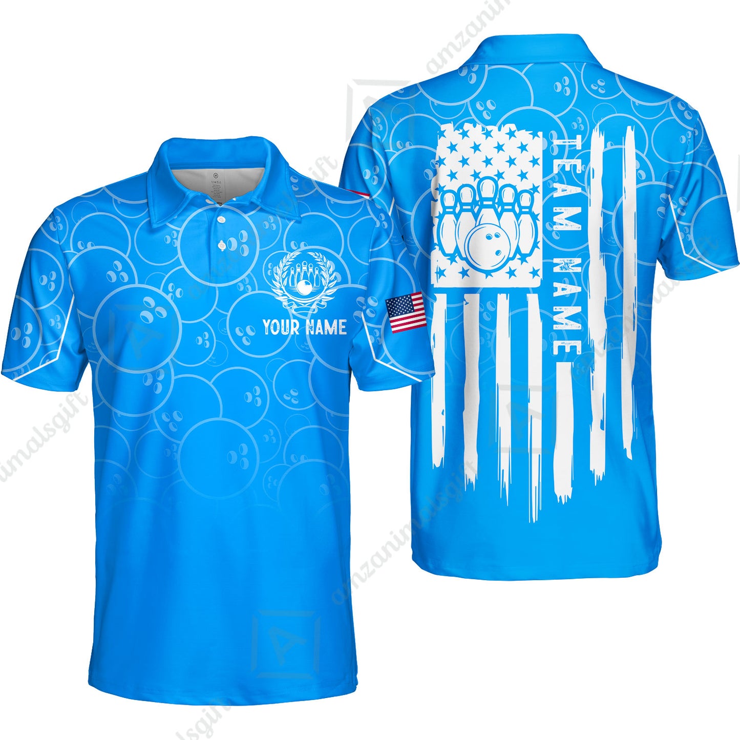 Custom Bowling Jersey Polo Shirt, Vibrant Kelly Ball Pattern Flag, Custom Bowling Jersey Team Shirt For Players With Name and Team Name
