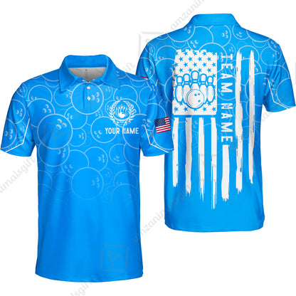 Custom Bowling Jersey Polo Shirt, Vibrant Kelly Ball Pattern Flag, Custom Bowling Jersey Team Shirt For Players With Name and Team Name