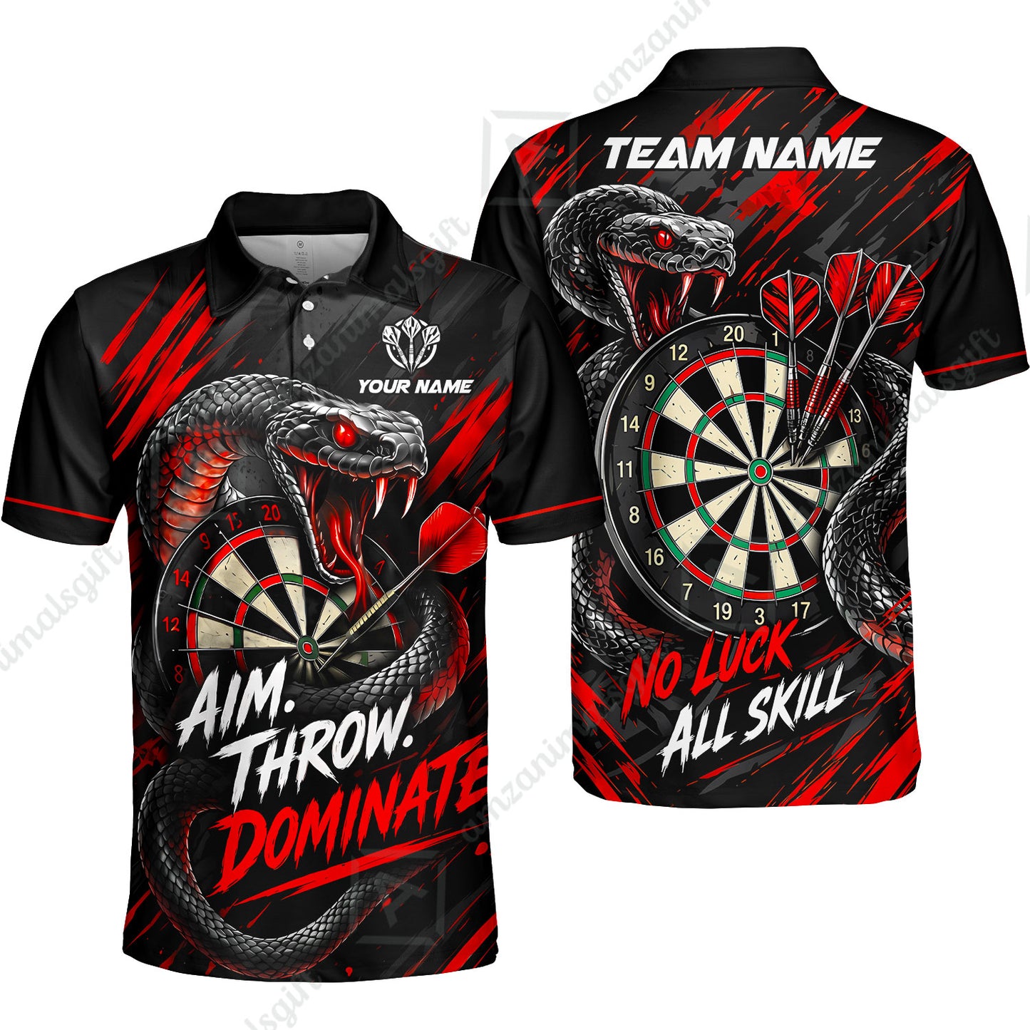 Customized Darts Team Jersey, Personalized Snake Darts Abstract Background Polo Shirt For Players With Name & Team Name