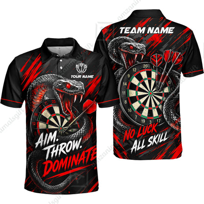 Customized Darts Team Jersey, Personalized Snake Darts Abstract Background Polo Shirt For Players With Name & Team Name