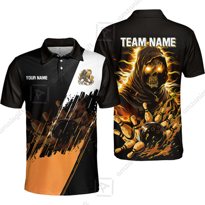 Custom Bowling Jersey Polo Shirt, Glow Reaper Bowling Custom Bowling Jersey Team Shirt For Players With Name & Team Name