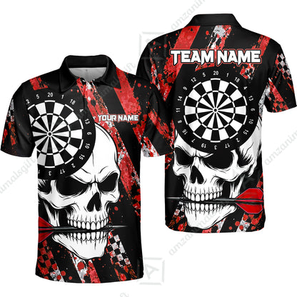 Custom Darts Jersey Polo Shirt, Skull Bites Dart, Custom Dart Jersey Team Shirt For Players With Name & Team Name