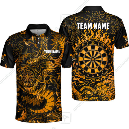 Custom Darts Jersey Polo Shirt, Dragon's Bullseye Darts, Custom Dart Jersey Team Shirt For Players With Name & Team Name