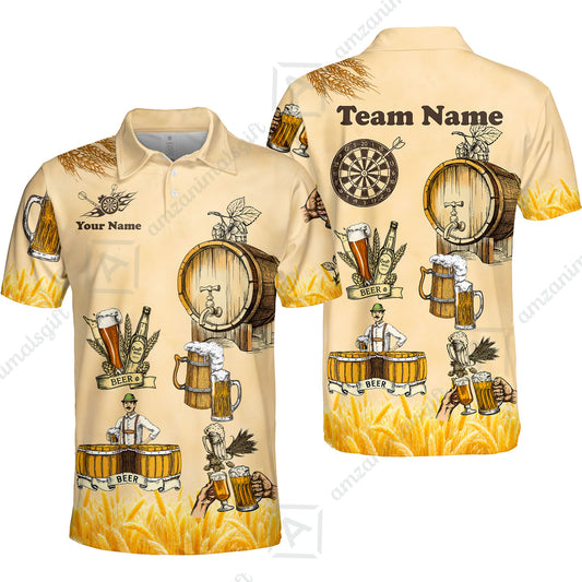 Custom Darts Jersey Polo Shirt, Beer 3 Scale, Custom Dart Jersey Team Shirt For Players With Name & Team Name