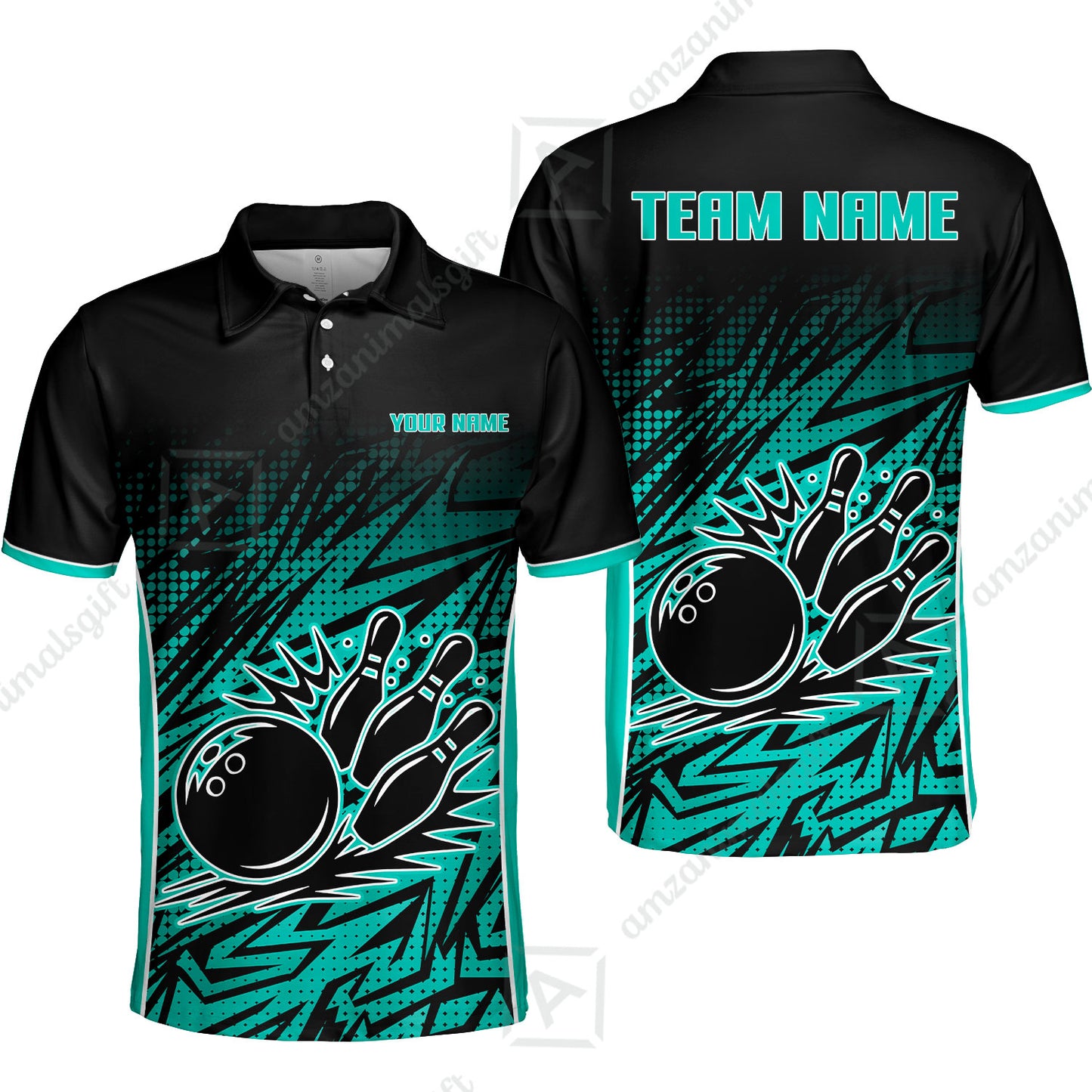 Customized Bowling Unisex Polo Shirt, Abstract Sameless Pattern Color Bowling Uniforms, Personalized Name And Team Name