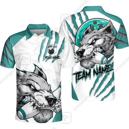 Customized Bowling Jerseys, Fierce Wolf Artwork Scratch, Uniform Bowling - Personalized Name And Team Name