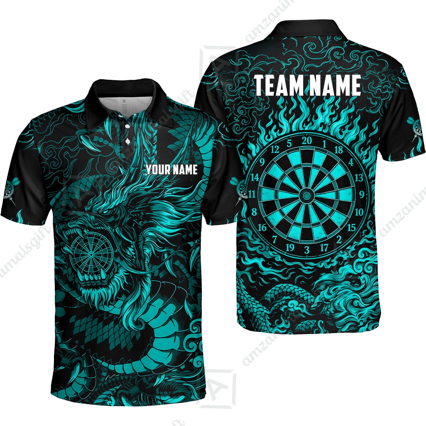 Custom Darts Jersey Polo Shirt, Dragon's Bullseye Darts, Custom Dart Jersey Team Shirt For Players With Name & Team Name