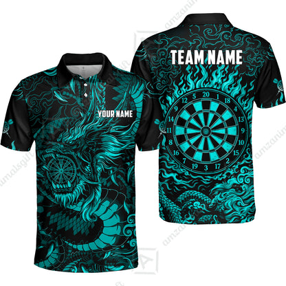 Custom Darts Jersey Polo Shirt, Dragon's Bullseye Darts, Custom Dart Jersey Team Shirt For Players With Name & Team Name