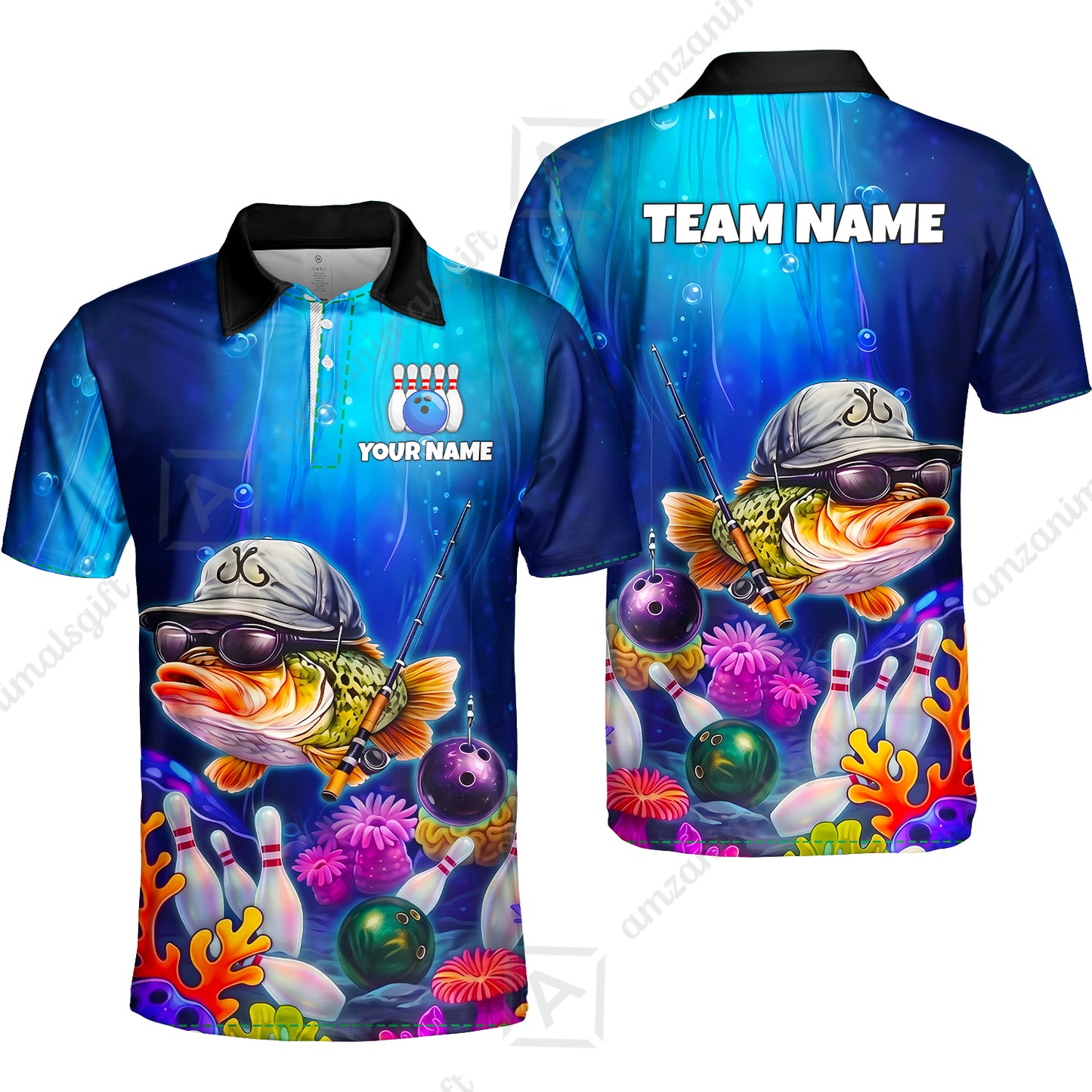 Customized Bowling Fish Bowling Jersey, Custom Name And Team Name For Bowlers
