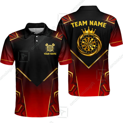 Custom Luxury Golden Crown Darts Jersey Polo Shirt, Custom Luxury Golden Crown Dart Jersey Team Shirt For Players With Name & Team Name