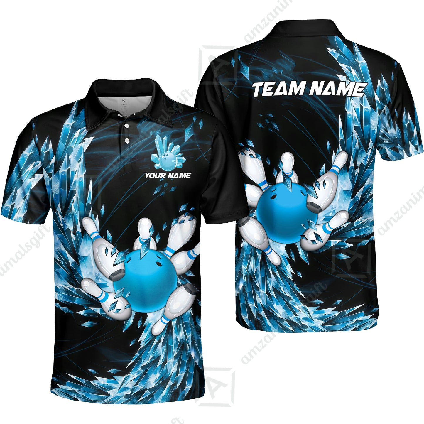 Custom Bowling Jersey Polo Shirt, Crystal Explosion Bowling Custom Bowling Jersey Team Shirt For Players With Name & Team Name