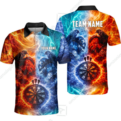 Custom Darts Team Jersey, Personalized Fire Ice Raven Darts Polo Shirt For Players With Name & Team Name