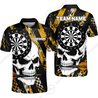 Custom Darts Jersey Polo Shirt, Skull Bites Dart, Custom Dart Jersey Team Shirt For Players With Name & Team Name