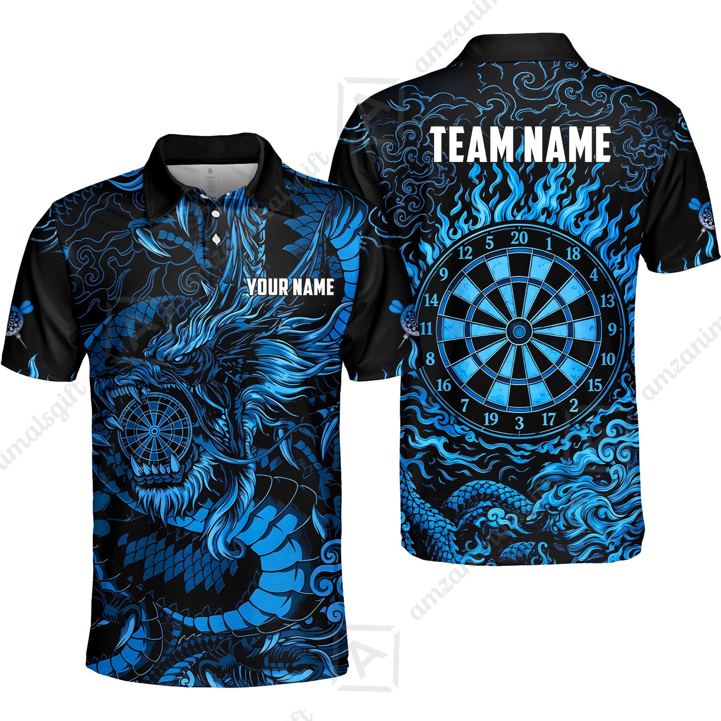Custom Darts Jersey Polo Shirt, Dragon's Bullseye Darts, Custom Dart Jersey Team Shirt For Players With Name & Team Name