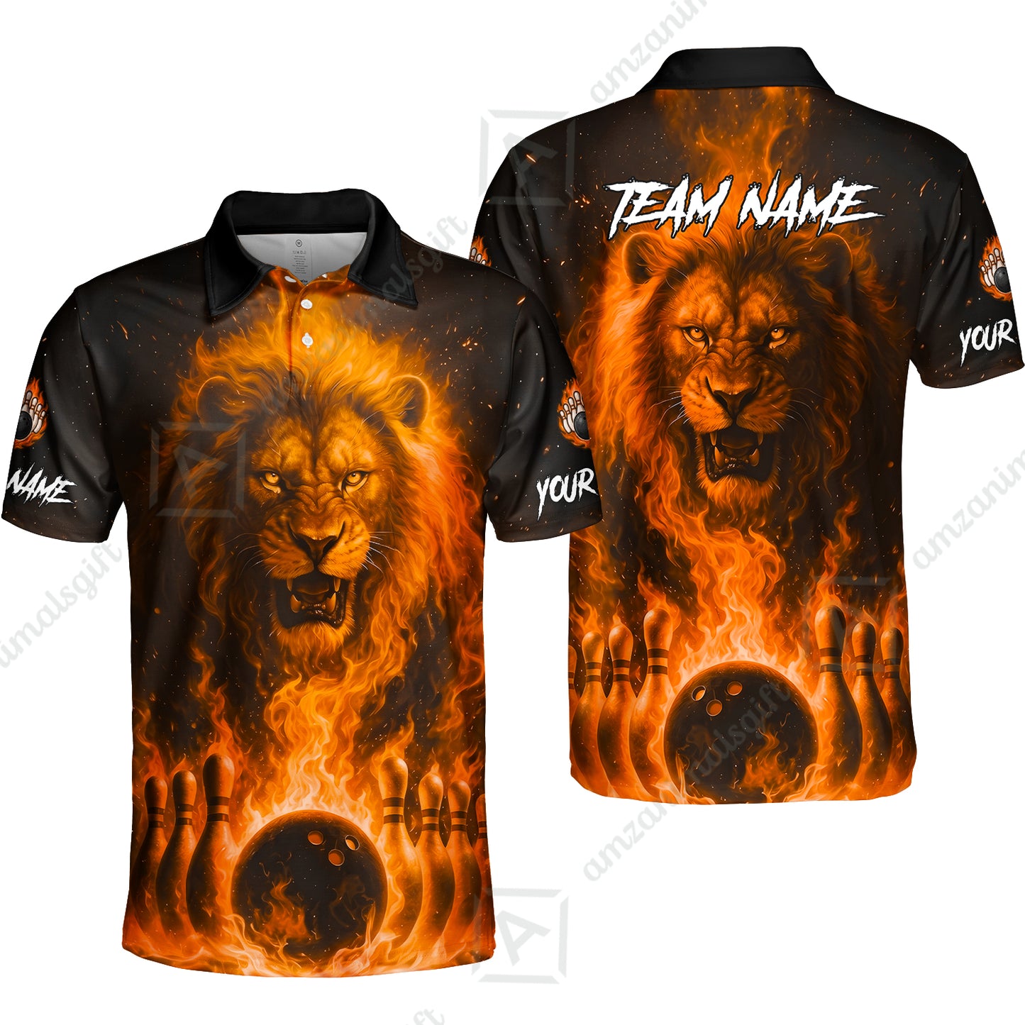 Custom Bowling Jersey Polo Shirt, Bowling Lion Of The Savannah, Custom Bowling Jersey Team Shirt For Players With Name & Team Name