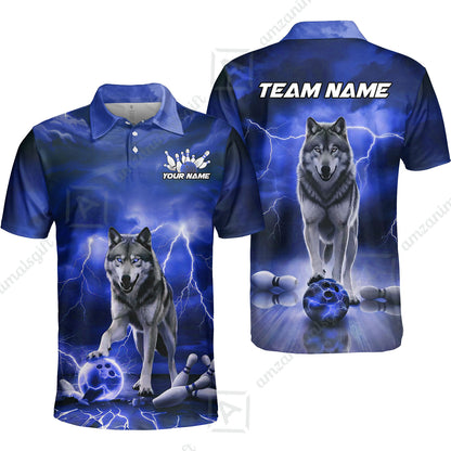 Custom Bowling Jersey Polo Shirt, Electric Wolf Bowling Custom Bowling Jersey Team Shirt For Players With Name & Team Name