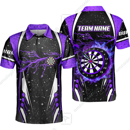 Custom Lightning Glitter Darts Team Unisex Polo Shirts, Customized Name Team Name Darts Team Jerseys Uniform