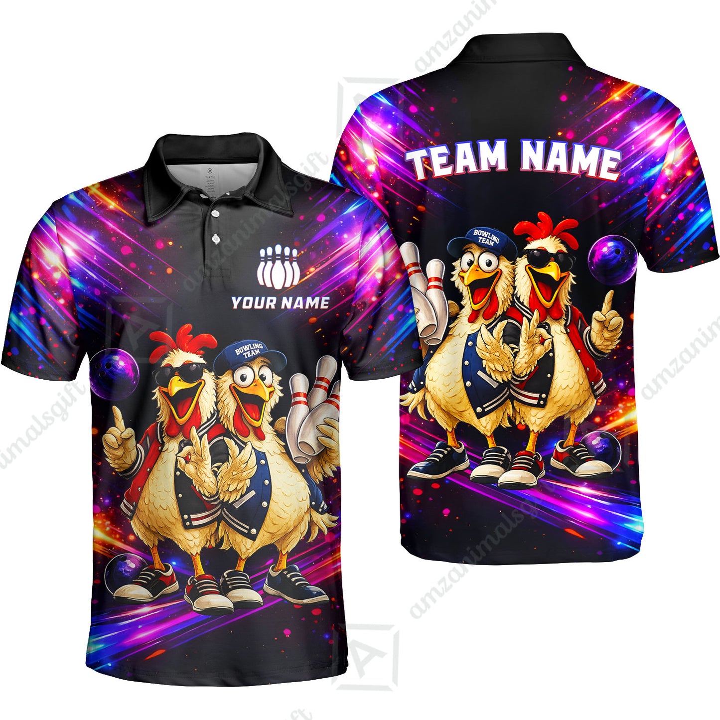 Custom Bowling Jersey Polo Shirt, Cool Roosters Bowling, Custom Bowling Jersey Team Shirt For Players With Name & Team Name
