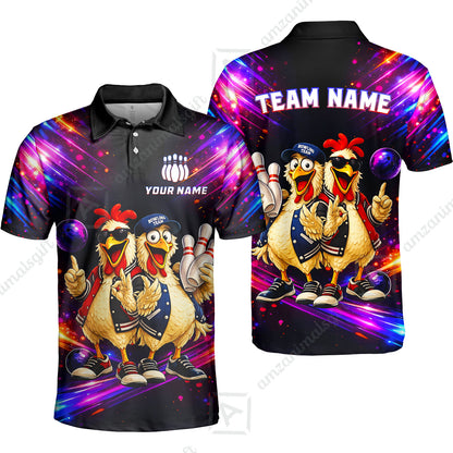 Custom Bowling Jersey Polo Shirt, Cool Roosters Bowling, Custom Bowling Jersey Team Shirt For Players With Name & Team Name
