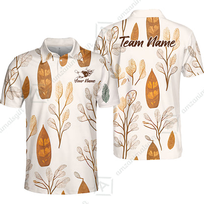 Custom Bowling Jersey Polo Shirt, Leave Pattern, Custom Bowling Jersey Team Shirt For Players With Name & Team Name