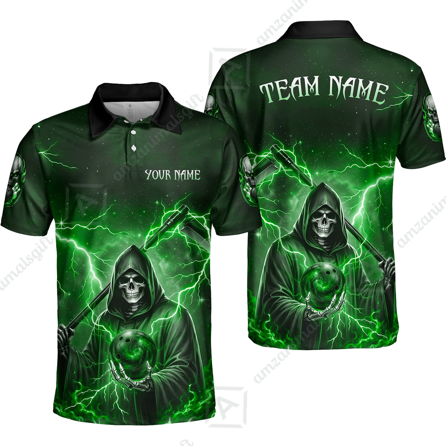 Custom Bowling Jersey Polo Shirt, Multiple Colors Death, Custom Bowling Jersey Team Shirt For Players With Name & Team Name