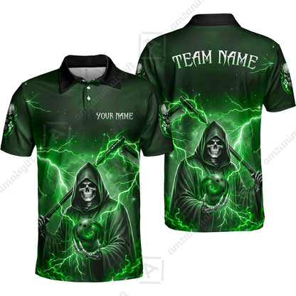 Custom Bowling Jersey Polo Shirt, Multiple Colors Death, Custom Bowling Jersey Team Shirt For Players With Name & Team Name