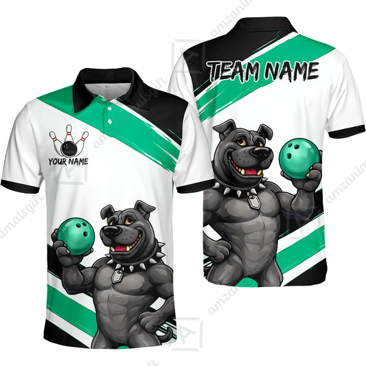Custom Bowling Jersey Polo Shirt, Badass Dog Bowling Custom Bowling Jersey Team Shirt For Players With Name & Team Name