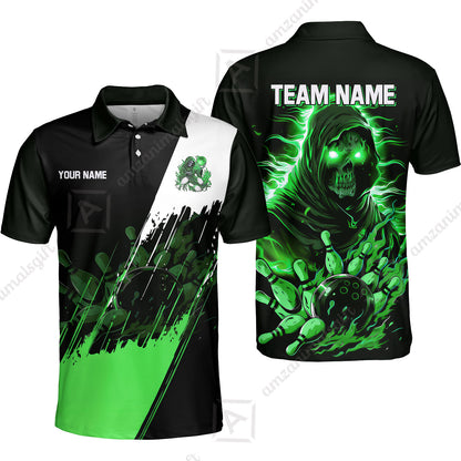 Custom Bowling Jersey Polo Shirt, Glow Reaper Bowling Custom Bowling Jersey Team Shirt For Players With Name & Team Name