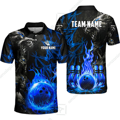 Custom Bowling Jersey Polo Shirt, Hellfire Werewolf & Crimson Strike, Custom Bowling Jersey Team Shirt For Players With Name & Team Name