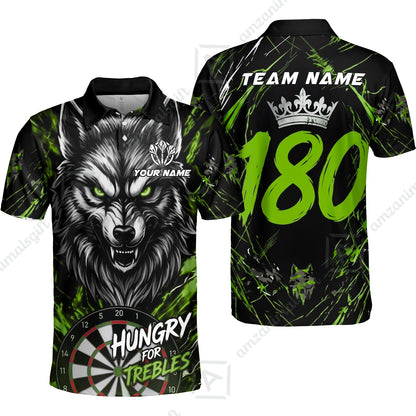 Custom Darts Jersey Polo Shirt, Wolf 180, Custom Dart Jersey Team Shirt For Players With Name & Team Name