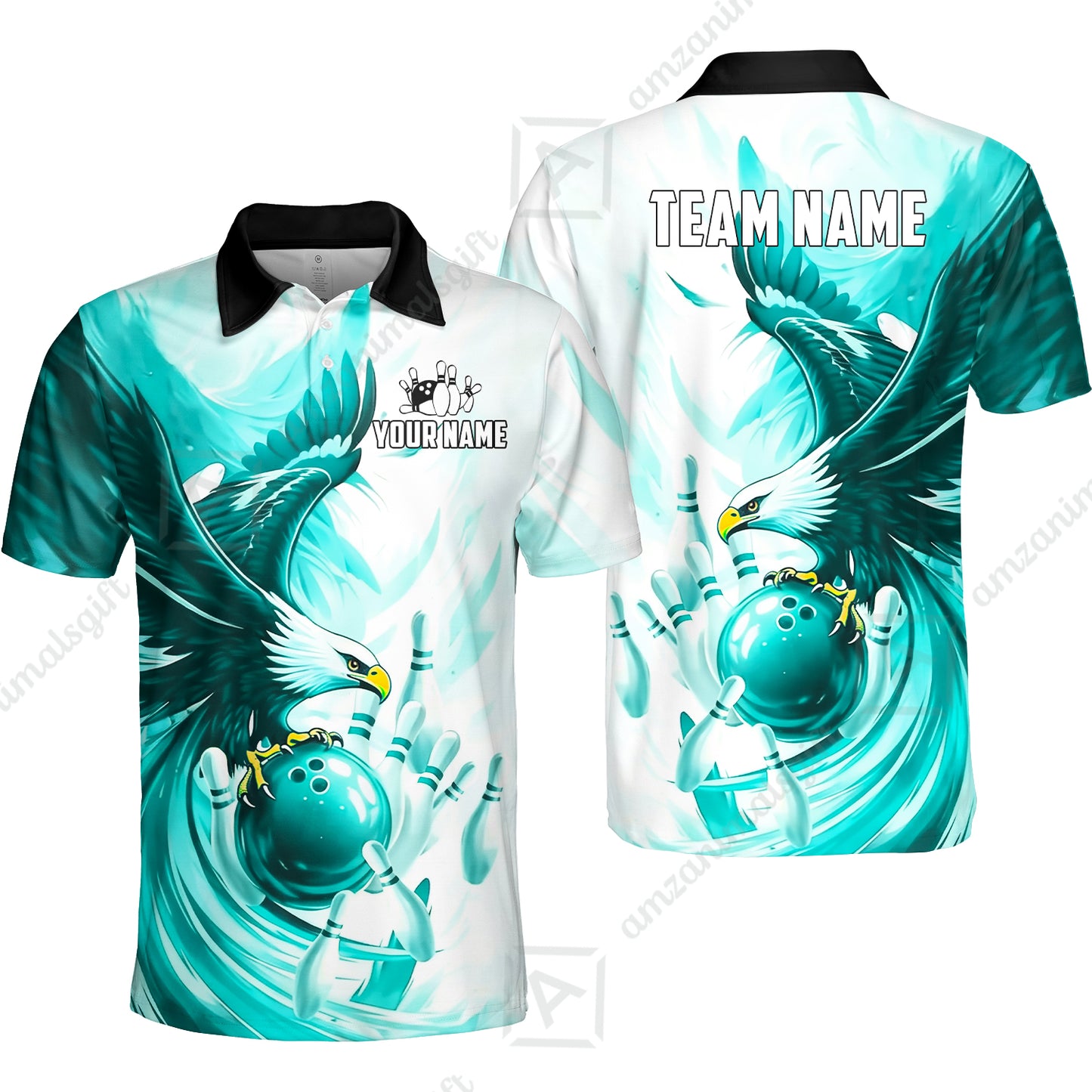 Custom Bowling Jersey Polo Shirt, Soaring Eagle, Custom Bowling Jersey Team Shirt For Players With Name & Team Name