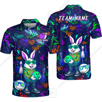 Custom Hip Hop Rabbit Bowling Jersey Polo Shirt, Custom Hip Hop Rabbit Bowling Jersey Team Shirt For Players With Name & Team Name