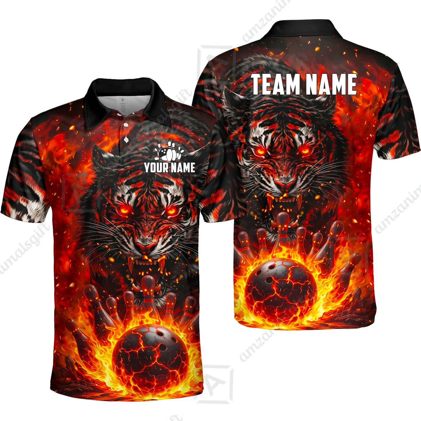 Custom Bowling Jersey Polo Shirt, Cursed Phantom Tiger, Custom Bowling Jersey Team Shirt For Players With Name & Team Name