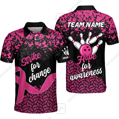 Custom Bowling Jersey Uniform Shirt, Bowling Strike For Change Team Shirt For Players With Name & Team Name