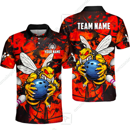 Custom Bowling Jersey Polo Shirt, The Wild Wasp Strike, Custom Bowling Jersey Team Shirt For Players With Name & Team Name
