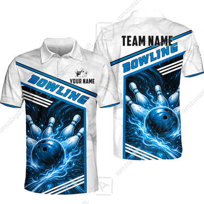 Custom Bowling Jersey Polo Shirt, Retro Racing & Fire Strike, Custom Bowling Jersey Team Shirt For Players With Name & Team Name