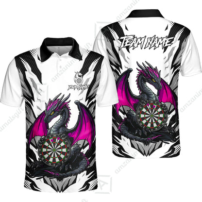 Custom Darts Team Jersey, Personalized Fantasy Dragon Dart Polo Shirt For Players With Name & Team Name