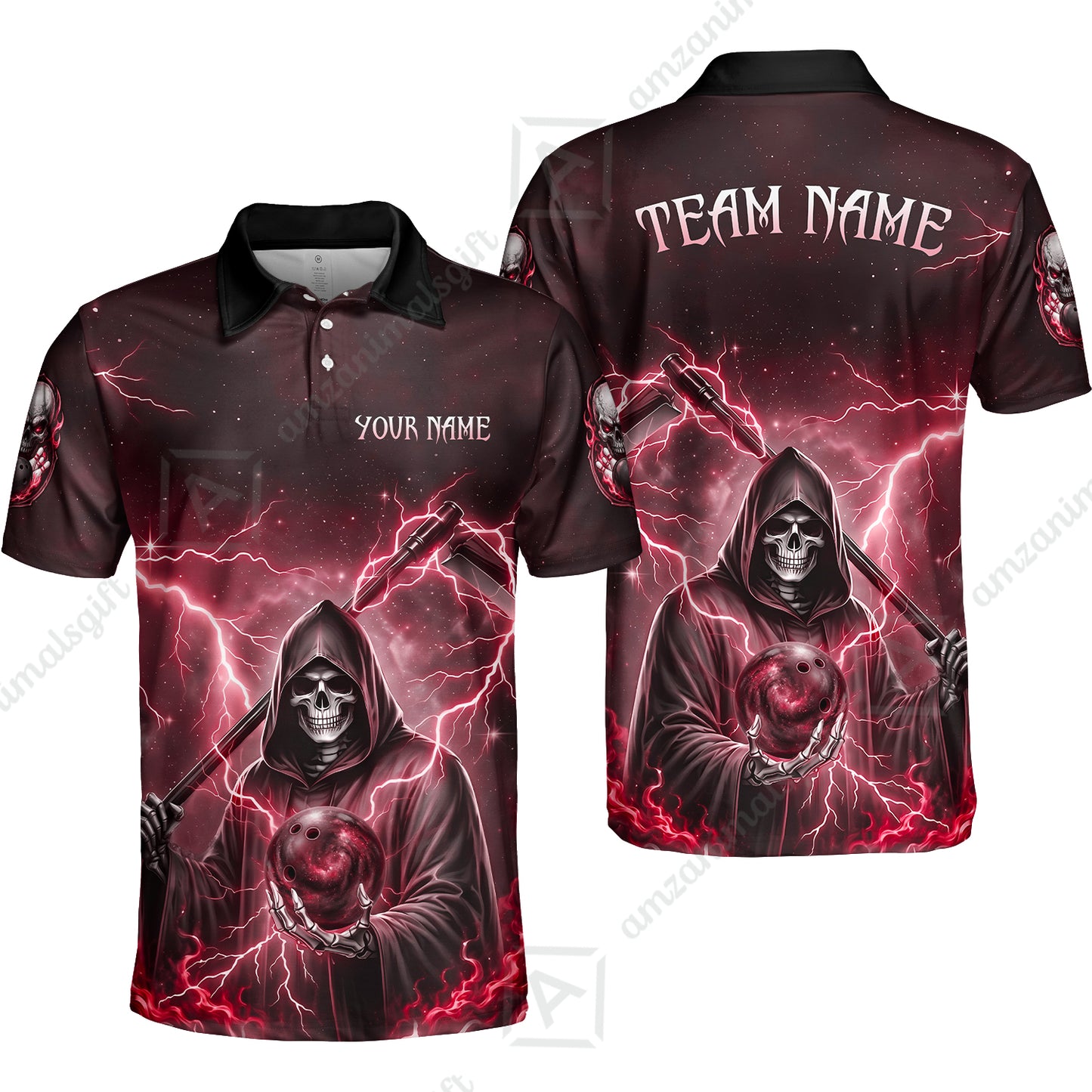 Custom Bowling Jersey Polo Shirt, Multiple Colors Death, Custom Bowling Jersey Team Shirt For Players With Name & Team Name