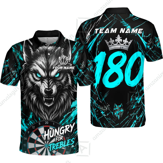 Custom Darts Jersey Polo Shirt, Wolf 180, Custom Dart Jersey Team Shirt For Players With Name & Team Name