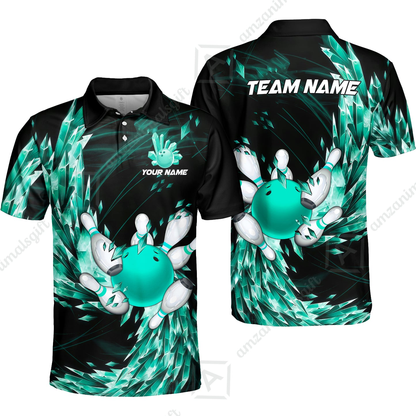 Custom Bowling Jersey Polo Shirt, Crystal Explosion Bowling Custom Bowling Jersey Team Shirt For Players With Name & Team Name