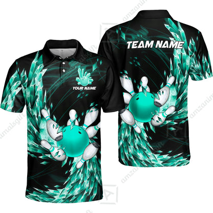 Custom Bowling Jersey Polo Shirt, Crystal Explosion Bowling Custom Bowling Jersey Team Shirt For Players With Name & Team Name