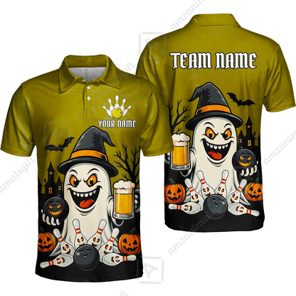 Custom Bowling Jersey Polo Shirt, Bowling Halloween Witch, Custom Bowling Jersey Team Shirt For Players With Name & Team Name