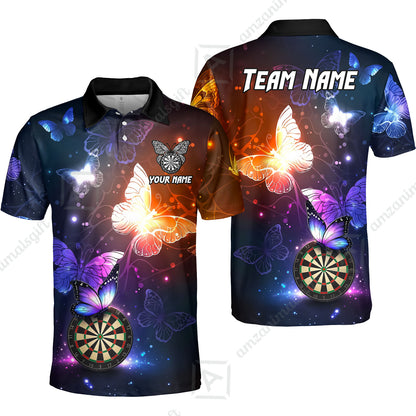 Custom Darts Jersey Polo Shirt, Butterfly Sparkle Darts, Custom Dart Jersey Team Shirt For Players With Name & Team Name